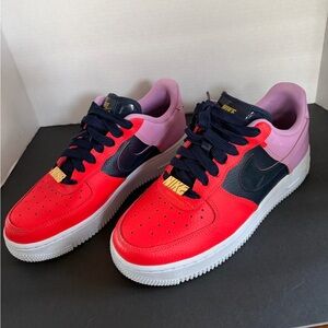 7.5 Nike Women’s Air Force 1 Low 7 - Red, Lavender & Black Cuban Link